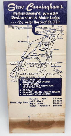 River Crab Blue Water Inn (Stew Cunninghams Fishermans Wharf) - Matchbook (newer photo)